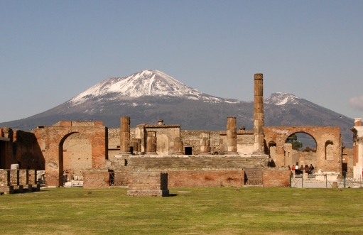 The ruins of Pompeii and Mt. Vesuvius